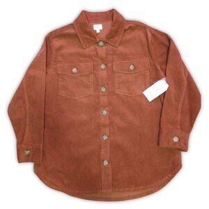 Corduroy Time & Tru Burnt Brown Shacket Jacket Size M Cottagecore Oversized WT